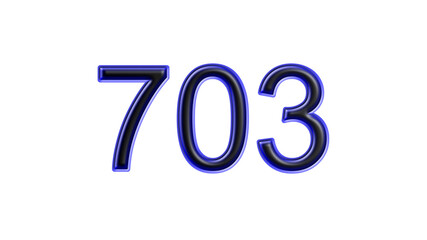 blue 703 number 3d effect white background