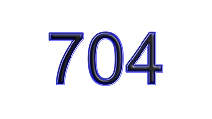 blue 704 number 3d effect white background