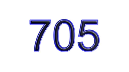 blue 705 number 3d effect white background