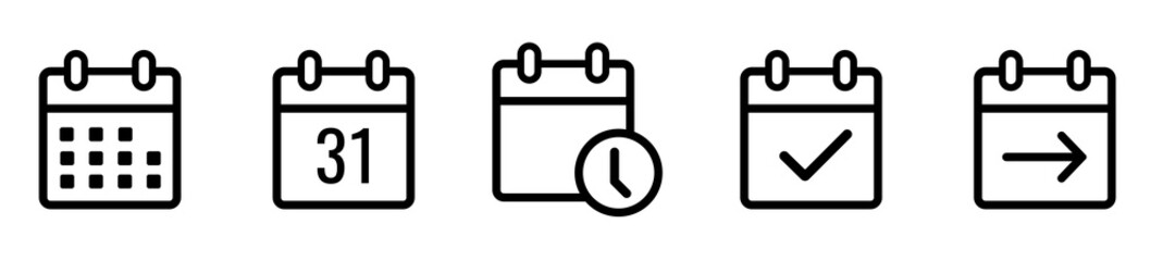 Calendar Icon. Set of calendar symbols. Time management.Appointment schedule flat icon. Stock vector.