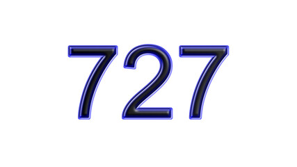 blue 727 number 3d effect white background