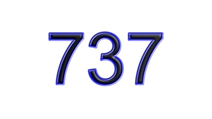 blue 737 number 3d effect white background