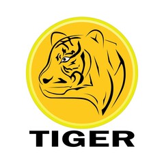 vector illustration of a tiger in a circle great for labels, emblems, stickers, etc.