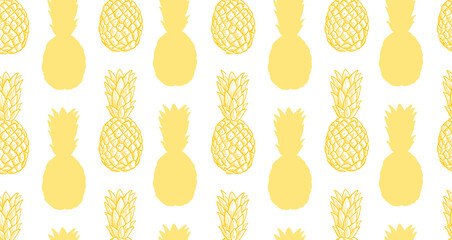 seamless pattern, pineapples background, yellow and white colorful.