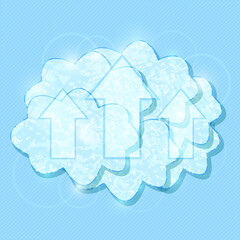 White Shiny Cloud Group with Upload Arrows