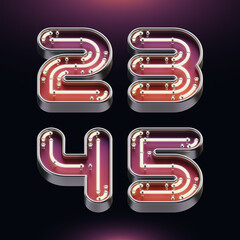3d render of metal letters with glowing neon effect
