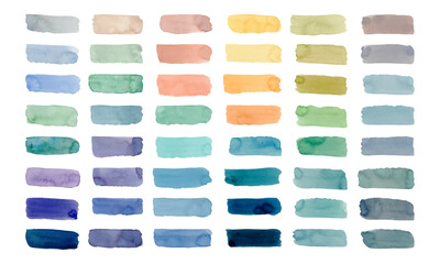 Hand painted collection of colorful watercolor brush strokes