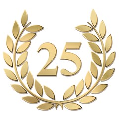 3D gold laurel wreath 25 vector isolated on a white background 