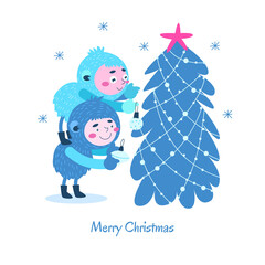 Two fabulous Yeti decorate the Christmas tree.