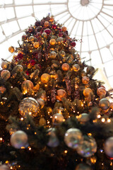 Beautifully decorated large Christmas tree