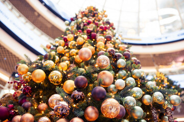 Beautifully decorated large Christmas tree