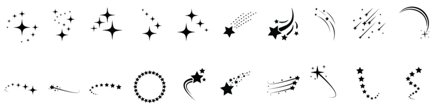 Stars vector icon set. Star wave illustration sign collection. sparkle logo. shine symbol.
