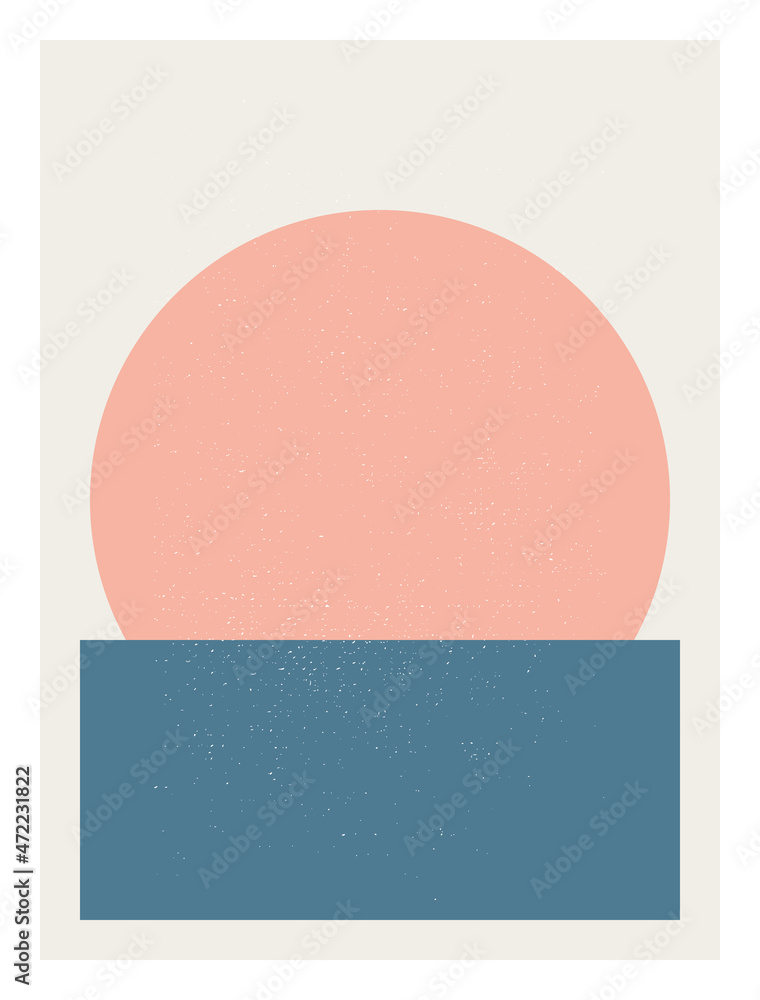 Aufkleber abstract sunrise or sunset wall art poster. modern artwork in scandinavian nordic style . inspired b