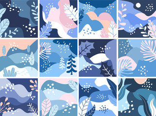 abstract artistic winter christmas backgrounds set , modern art textures in pastel colors, vector illustration graphic