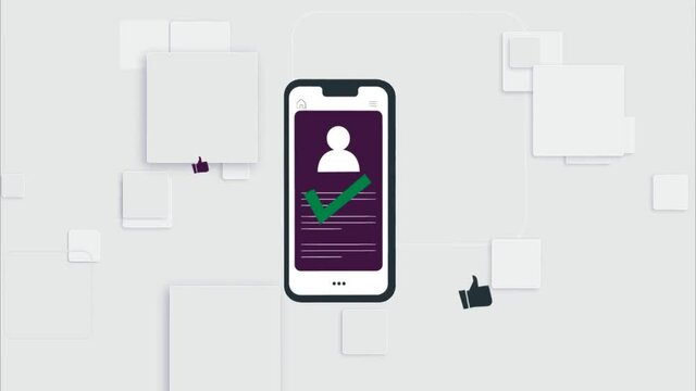 animation 2d of a mobile phone and verification method