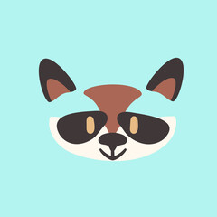 Raccoon simple face. Scandinavian style portraits vector