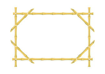Rectangular Bamboo frame. Japanese signboard handmade, framework vector object