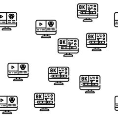 Video Production And Creation Vector Seamless Pattern Thin Line Illustration
