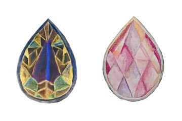 precious stones, a symbol of luxury, wealth,influence,money.beautiful decoration of pink,lilac gold,yellow,blue colors like garnet,ruby topaz sapphire diamond diamond emerald.watercolor drawing expens