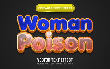 Woman poison text effect with golden style