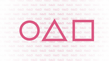 background filled with triangular, square, round shapes like game buttons © mf