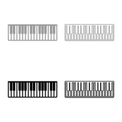 Pianino music keys ivory synthesizer set icon grey black color vector illustration image flat style solid fill outline contour line thin