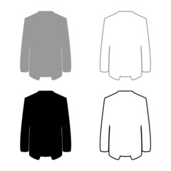 Jacket coat set icon grey black color vector illustration image flat style solid fill outline contour line thin