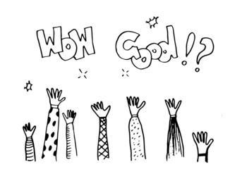 Applause hand draw on white background with wow, good.vector illustration.