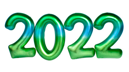 2022 Numbers new year multicolored decorative figure isolated on the white background