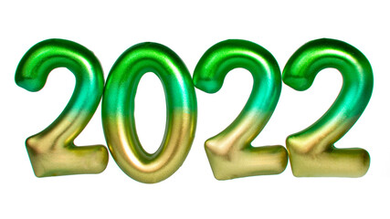 2022 Numbers new year multicolored decorative figure isolated on the white background