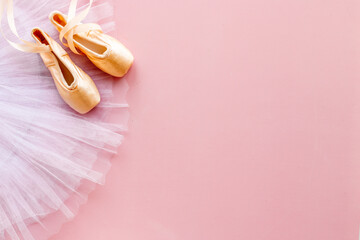 Fototapeta na wymiar Ballet skirt and pointe shoes pointe shoes for ballerina