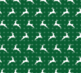 Cool Jumping Deers Snowflakes Background Seamless Pattern Christmas Concept Design Perfect For Allover Print of Wrapping Paper Stylish Trendy Fashion Colors 
