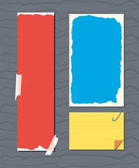 three torn papers