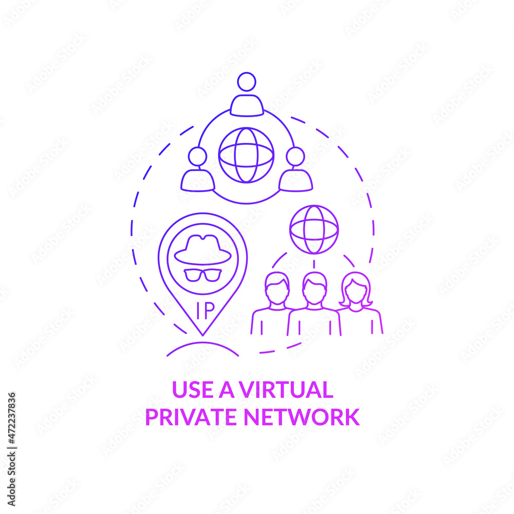 Poster virtual private network protecting data purple concept icon. online privacy with vpn abstract idea t