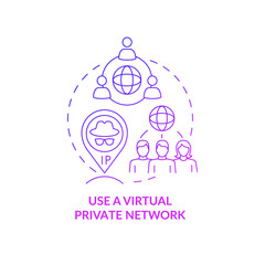 Virtual private network protecting data purple concept icon. Online privacy with VPN abstract idea thin line illustration. Internet connection safety. Vector isolated outline color drawing