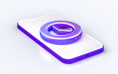 clock sign on mobile phone isolated white background 3d render concept for web banner landing page