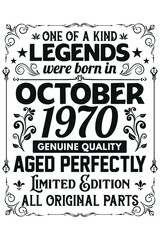 Legends Were Born In October 1970 T-Shirt