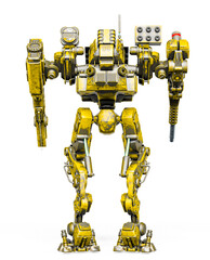 combat mech is rear view