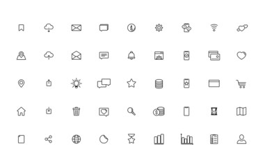 UI icon set. 45 pretty and smooth line icons. 
