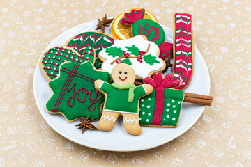 Gingerbread cookies served on a plate