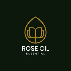 Rose oil logo template with unique concept vector