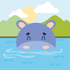 baby hippopotamus poster