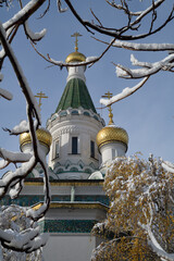 Russian church in Sofia, Bulgaria, winter time