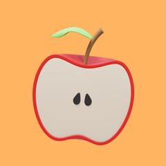slice of apple 3d illustration