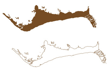 Grand Bahama island (Commonwealth of The Bahamas, Cenrtal America) map vector illustration, scribble sketch Grand Bahamian map