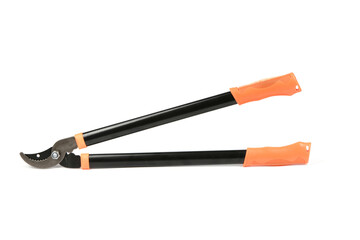 Pruner for pruning large branches, twigs and knots. Garden Tools. Isolated on white background.