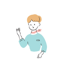 ビジネスウーマン上半身　こちらへどうぞ