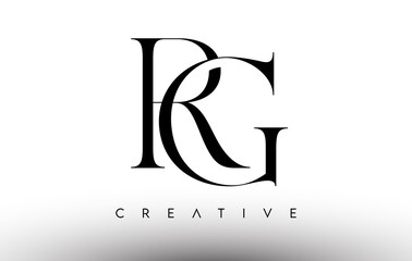 RG Minimalist Serif Modern Letter Logo in Black and White. RG Creative Serif Logo Design Icon Vector