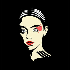 woman face fashionable vector illustration
