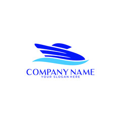Speed boat with waves, the yacht or sailing logo design simple.